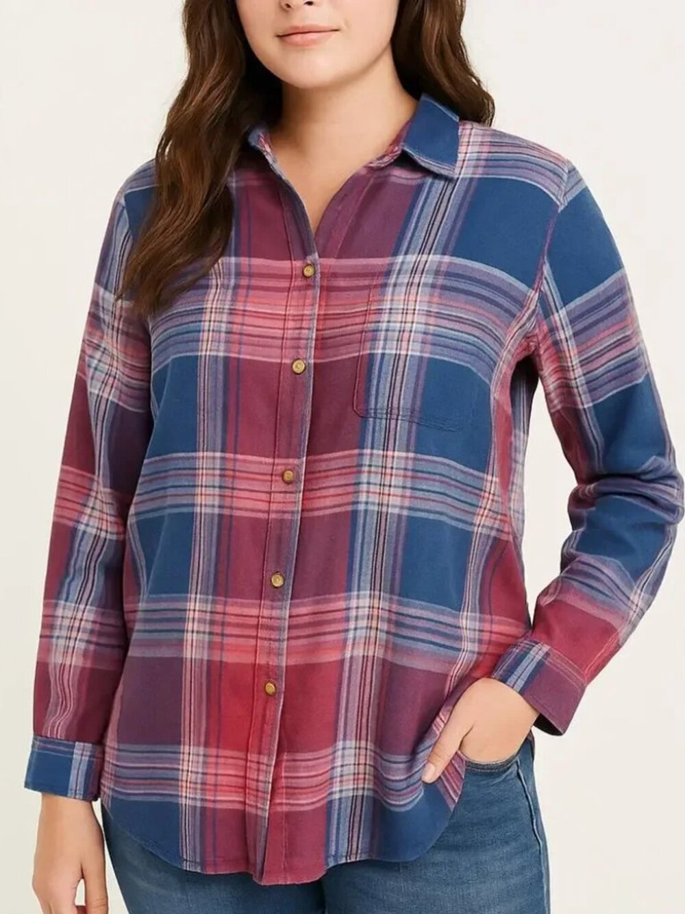 American Eagle Outfitters Boyfriend Fit Plaid Flannel Shirt Plaid Button Down
